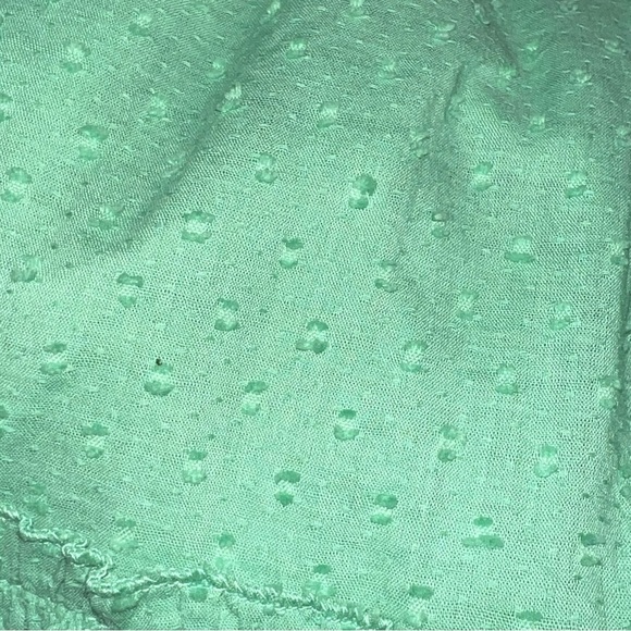 Sadie and Sage Green Swiss Dot Sleeveless Tiered Boho Beachy Dainty Mini Dress - Picture 6 of 14